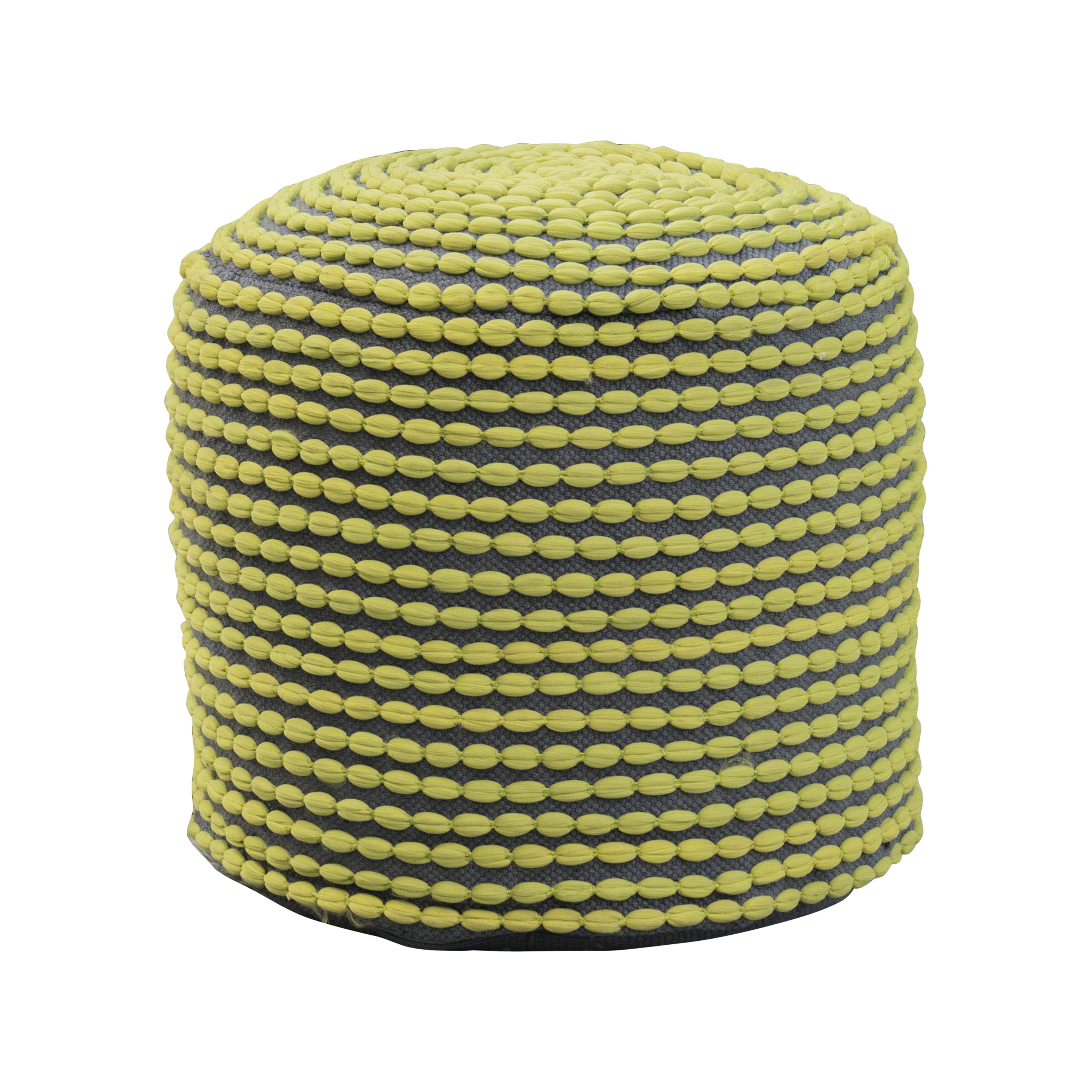 GDF Studio Collier Outdoor Handcrafted Modern Fabric Pouf Ottoman, Green